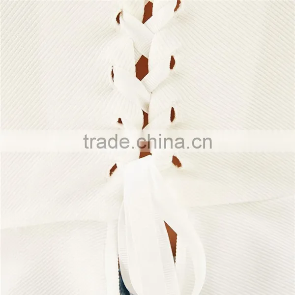 2017 OEM Girls Flounced Hem Cream Textured Corset Blouse Top photo-5