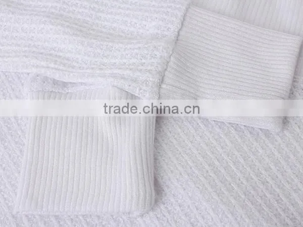 2017 New Arrivals Woman Plain White Hooded Cardigan Sweaters With Best Price photo-6