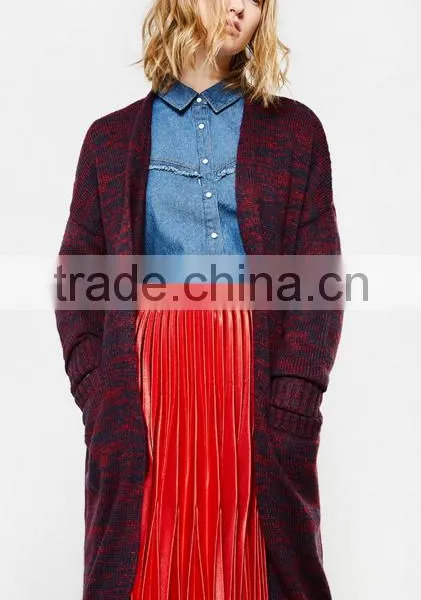 Women's Long Tunic Wrap Around Mixed Wool Cardigan Sweater With Wholesale Price photo-2