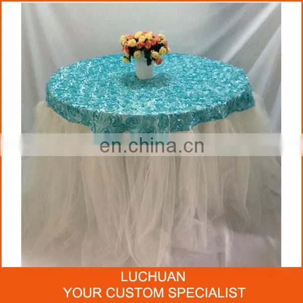 Romatic Wedding Rosette and Tulle Table Skirting Designs photo-3