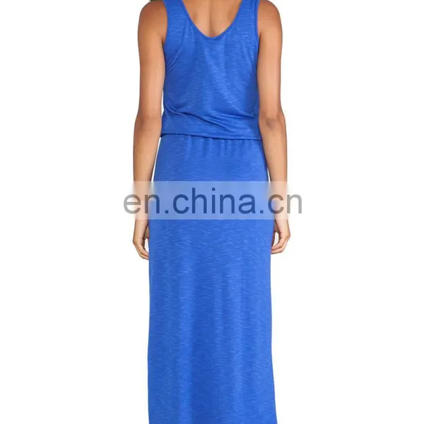 CHEFON Split v Ankle Length Jersey Knit Maxi Dress photo-3