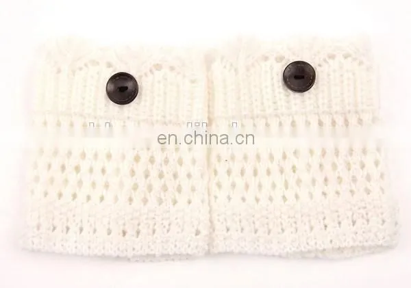 2016 Trendy Crochet Flower Boot Toppers With Wood Buttons photo-2