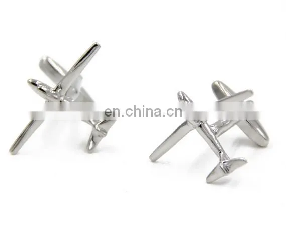 Silver Airplne Shape Cufflink, Custom Make Cufflink,ainz Alloy Silver Aircraft Design Cufflinks and Tie Clip as per Your Own l photo-4