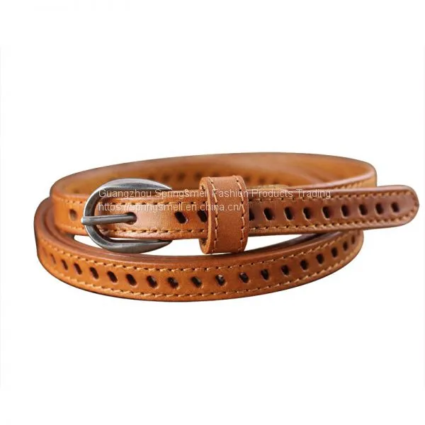 Fashionable Lady Genuine Cow Leather Woman Hollow Leather Belts photo-3