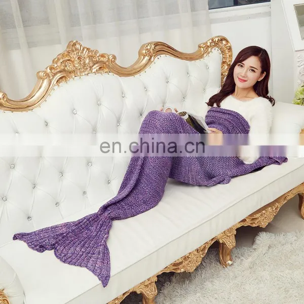 Wholesale Custom 100% Acrylic Fibers United Fashion Mermaid Tail Blanket photo-6