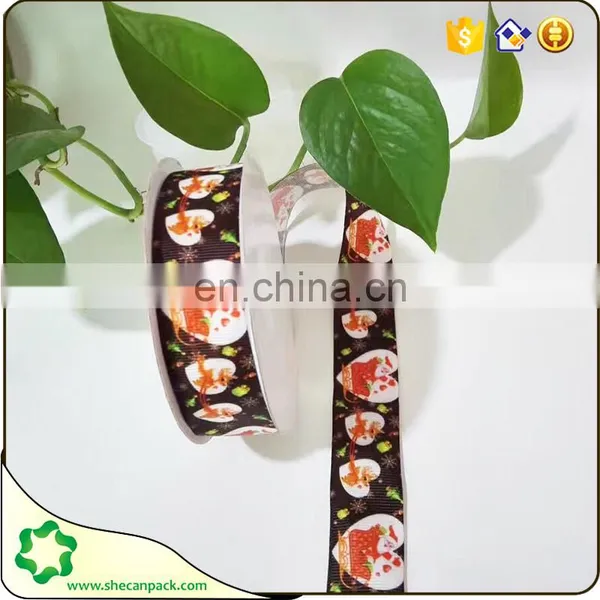 SHECAN Christmas Decoration Printed Santa Claus Ribbon