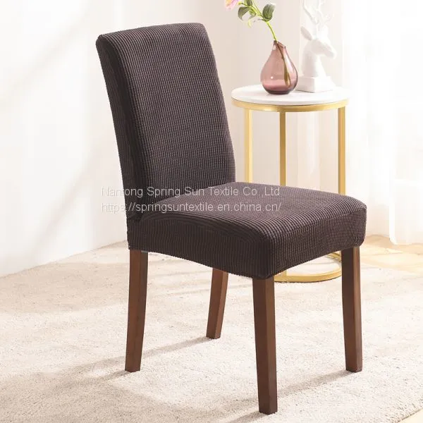 Brown Velvet Stretch Dining Room Chair Covers Soft Removable Dining Chair Slipcover photo-4