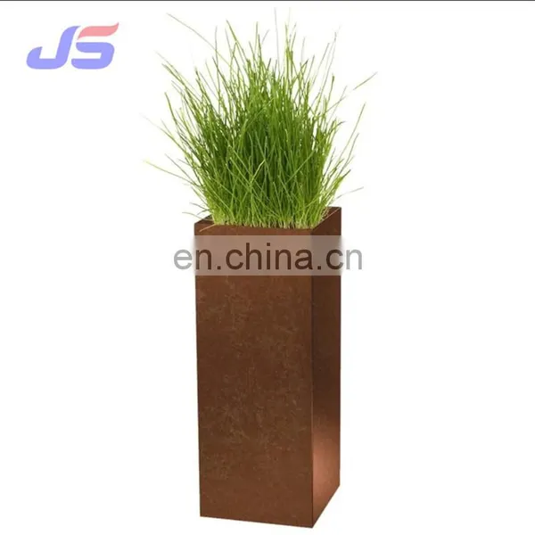 Customize Beautiful Not Coated Corten Steel Metal Flowerpot Rectangular Flowerpot Planter