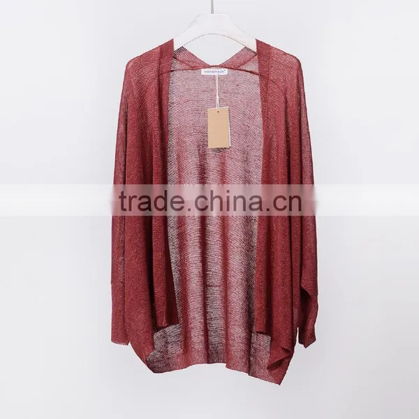 Summer Korean Style Slim Looking Bat Sleeve Linen Sweater Cardigan Air Conditioning Sunscreen Flax Shirt for Women photo-4