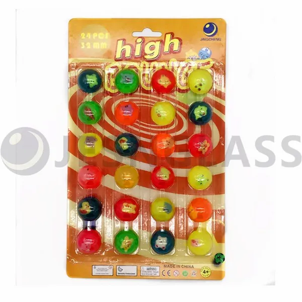 Hot Sale 24pcs 32MM High Bouncy Ball Children's Toy Rubber Balls Blister Card Package photo-2