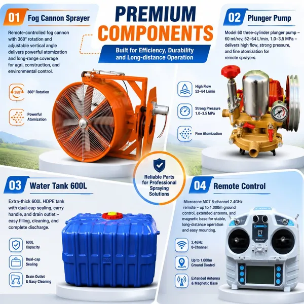 SPRY600C Remote Control Agricultural Sprayer 600L Power Sprayer With Gasoline Engine Generator photo-4