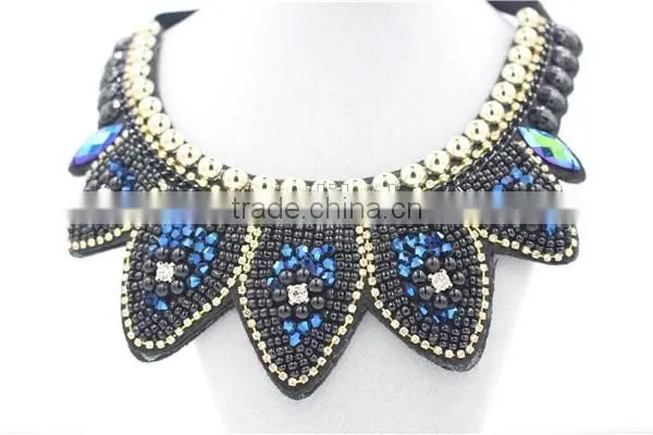 Giant Blue Necklace Fashion Crystal Jewelry Necklace Gold Chain Bead Necklace photo-2