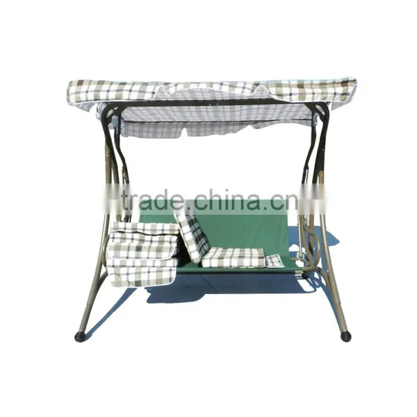 Hot Sale Country Style Fresh Plaid Stripes Outdoor Patio Swing Chair Garden Iron Swing photo-2