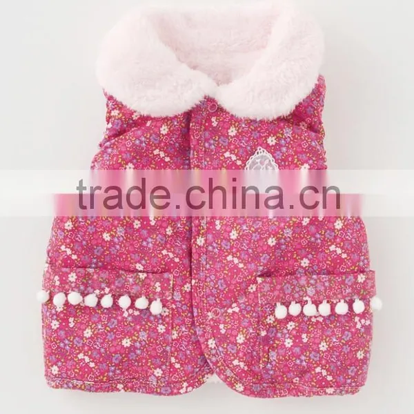 Japanese Wholesale Products High Quality Cute Flower Pattern Baby Winter Vest Toddler Clothing Kids Wear Infant Clothes