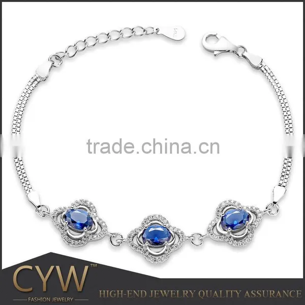 CYW Moroccan Bracelets Blue Zircon S925 Sterling Silver Jewelry China Factory Direct Sale