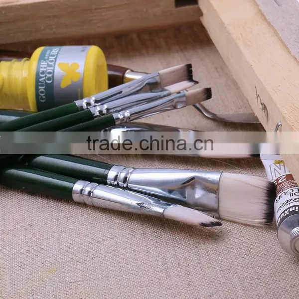 Free Sample 6Pcs High Grade Nylon Hair Wooden Handle Artist Paint Brush Set For Students photo-5