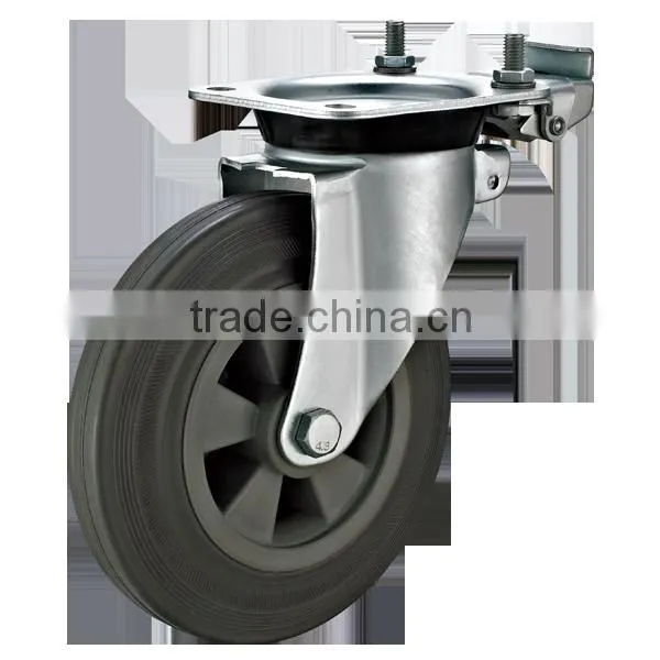 EN 840 Dustbin Industrial Casters With Gray Rubber Wheels