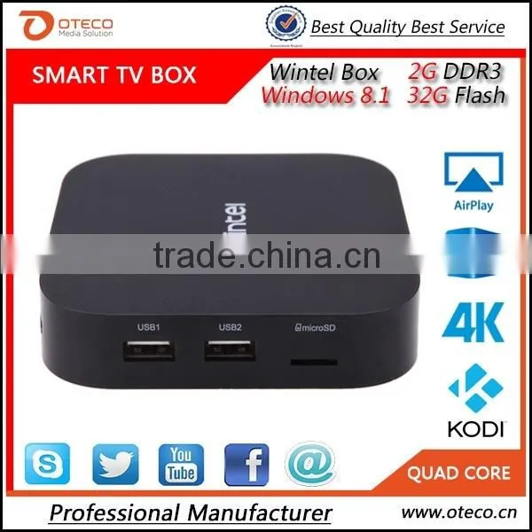 Wintel W8 Intel Atom Z3735F 64Bit Windows8.1 Android 4.4 TV Box Dual OS Quad Core 2G/32G IEEE 802.11 A/b/g/n LAN Bluetooth