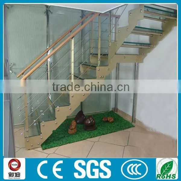 Double Stringers Indoor Residential Steel Straight Stairs Made in China -YUDI
