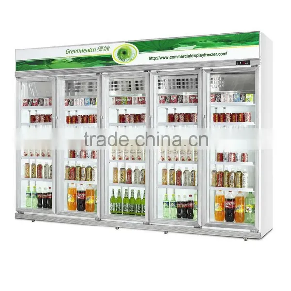 Large Commercial Refrigerator Showcase 5 Glass Door