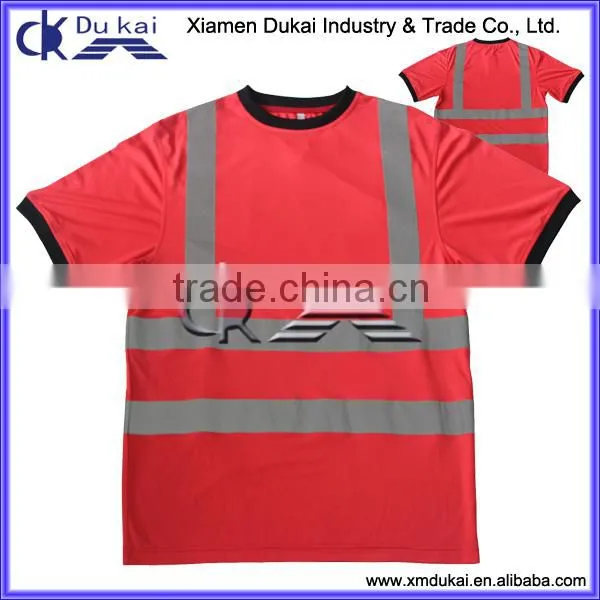 Men's Round Neck Neon Orange Work Shirts, Short Sleeve Work t Shirt