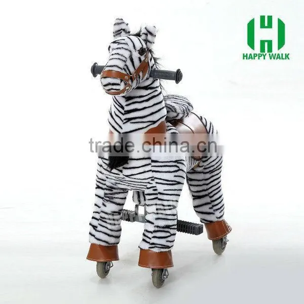 HI EN71 Hot Sale Mechanical Riding Plush Horse Toy on Wheels for Kids