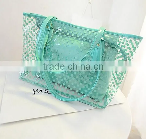 Fashion and Durable Hot Green Wave TPU Tote Bag for Wholesale photo-5