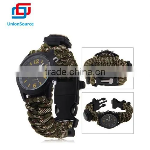 Paracord Bracelet,with Watch Compass and Fire Stone,buckle With Flint and Whistle photo-2