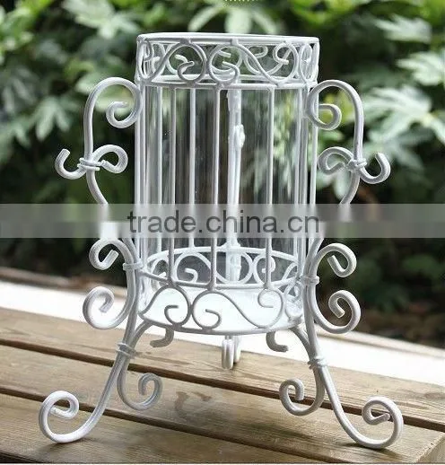 Glass vase with metal stand flower vase