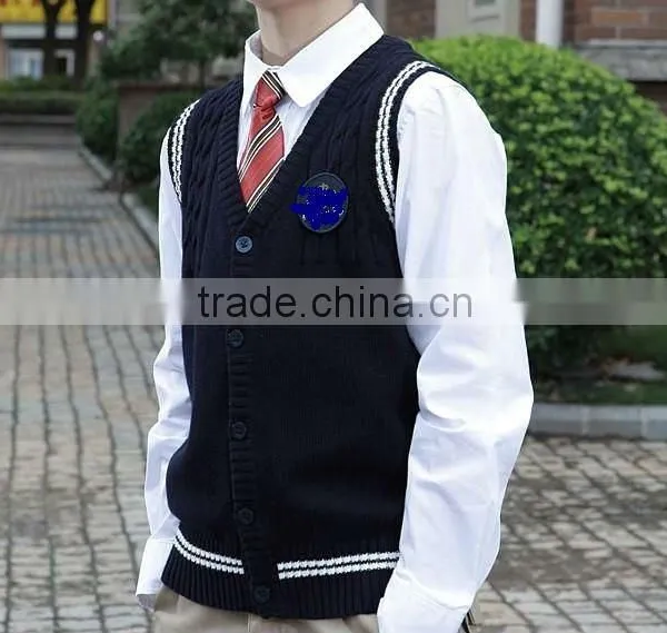 v Neck Cardigan Children's Thick Cotton School Uniform Vest/sleeveless Sweater