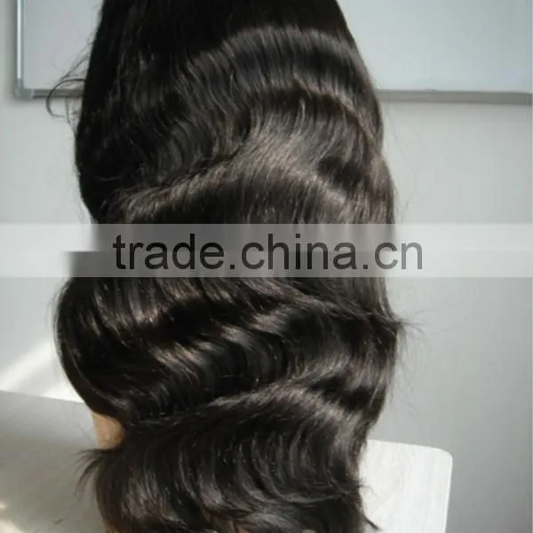 16inch Body Wave Natural Black Brazilian Virgin Human Hair Full Lace Wigs Swiss Lace Silk Base OEM Professional Factory Price photo-2
