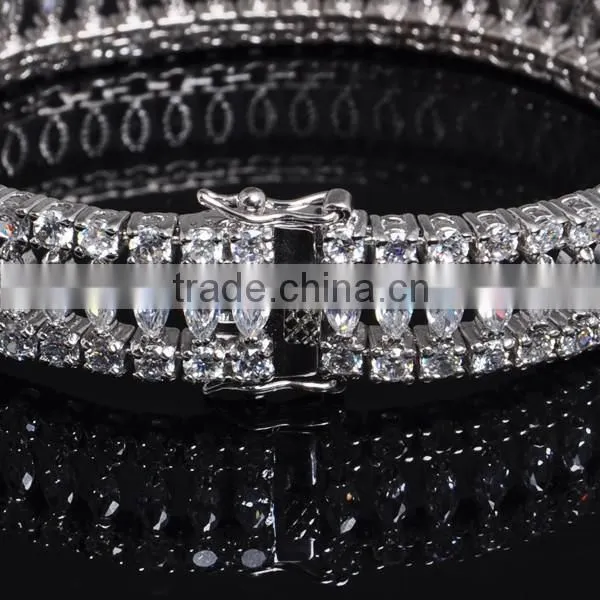 Wholesale 925 Silver Clear Diamond Stone Bracelet Jewelry photo-2