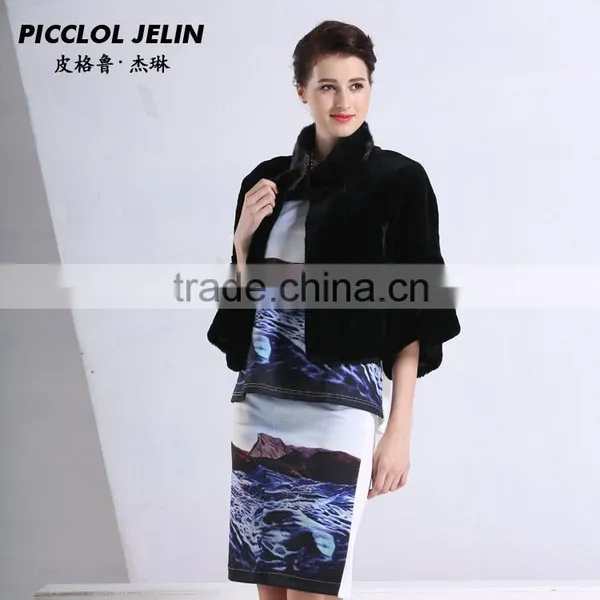 Lady Mink Fur Coat Knitted Mink Fur Coat photo-2