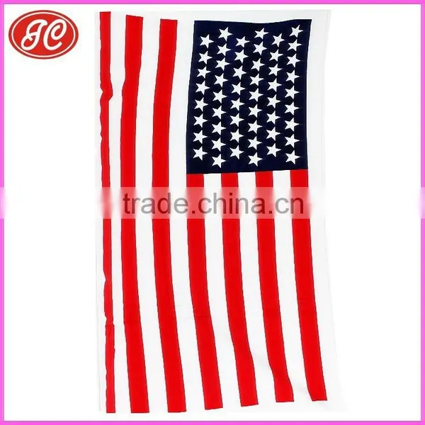 Wholesale Custom Printed American Flag Beach Towel &with Custom Size and Colors