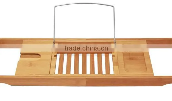 BH018 Deluxe Bamboo Bath Caddy for Bathroom photo-2