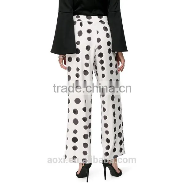 Oem Clothes Supplier Ltweight Dot Print Formal Wear Fashion Loose Pants for Women photo-2
