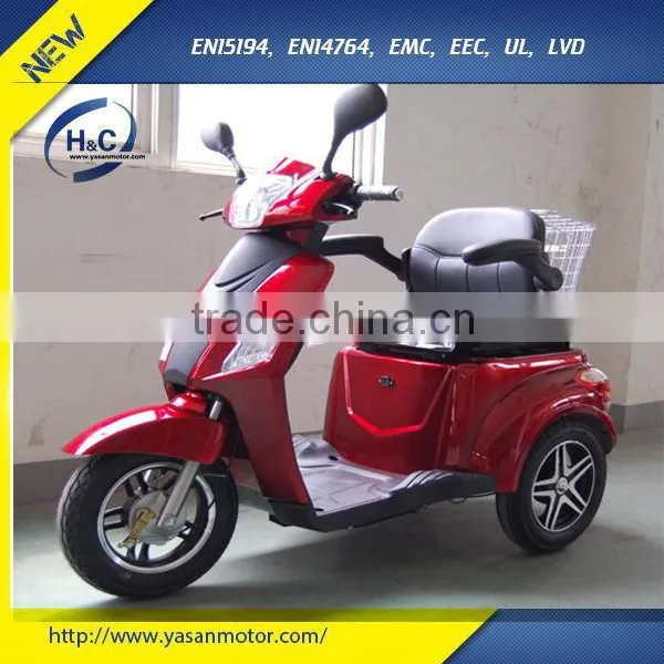 Mobility 500W 48V 3 wheel handicapped scooters for elderly with rear basket
