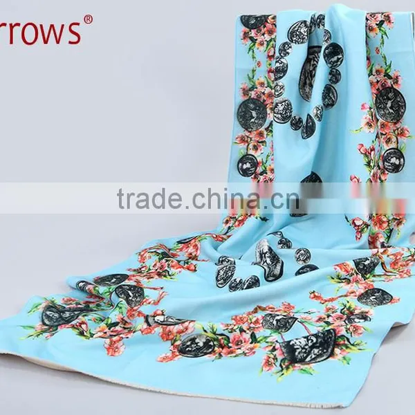2016 New Design 100% Arcylic Women Ladies Winter Scarf Shawls Wrap Printed Coins and Floral Pattern Tassel photo-2