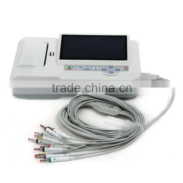 Multi Language 7 Inch Touch Screen 12 Lead Resting 6 Channel Electrocardiograph ECG Machine EKG With Analysis Software by CE*FDA photo-2