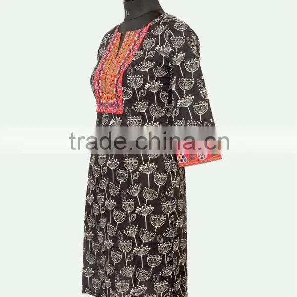 Black Embroidery Ladies Kurtis photo-2