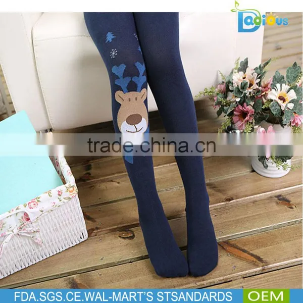 Black Color Knitted Christmas Deer Cartoon Children Pantihose photo-3