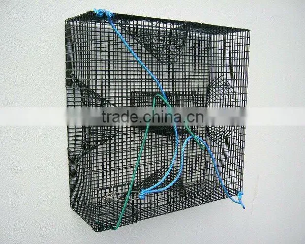 Black Vinyl Coated Square Crab Lobster Pot Trap