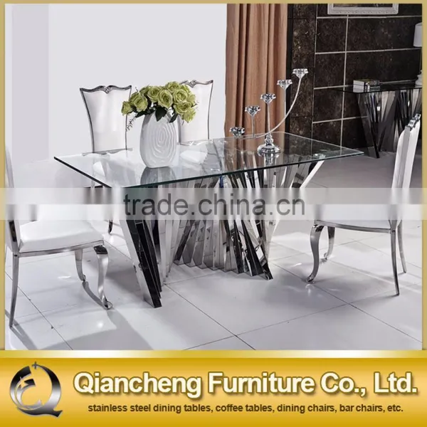 Fashionable Glass Mirror Silver Dining Table Dining Room Furniture photo-2