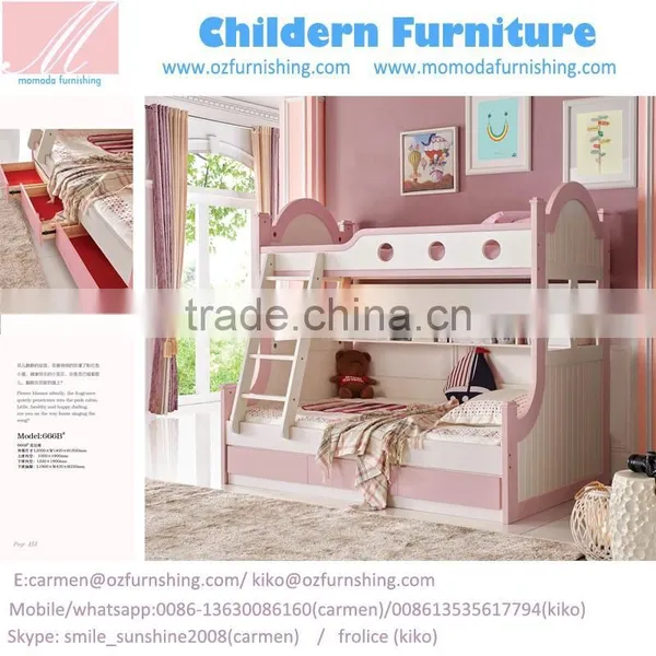 MJ666B Boys& Girls Pink Blue Bunk Bed Bedroom Set Wooden Children Bunk Bed Set Kid's Funny Furniture Set