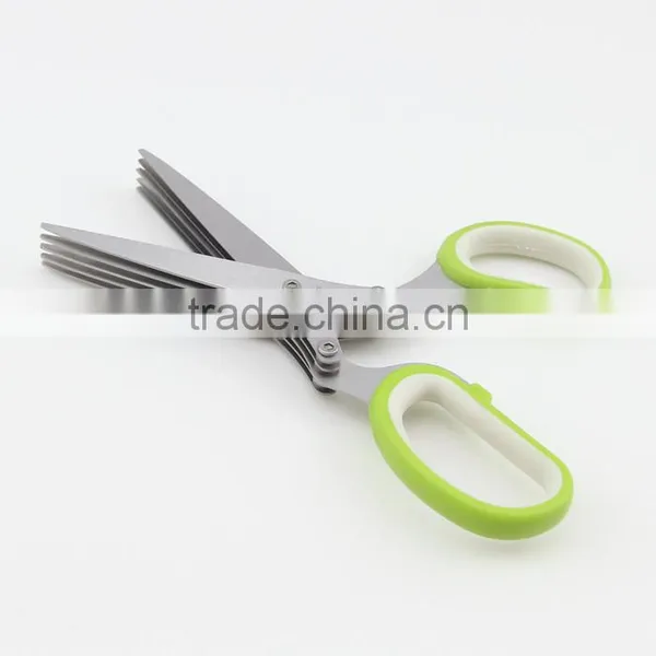 Five Stainless Steel Blades Multipurpose Kitchen Shear Culinary Herb Scissors photo-4
