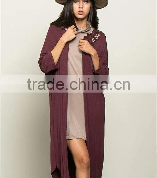 Muslim Long Cardigan Ladies Open Front Lace Duster Sweaters for Women Cardigan photo-3