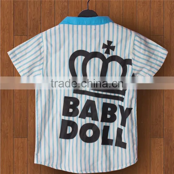 Fashionable Light Blue Pure Cotton Short Sleeve Baby Boy Shirt Kids