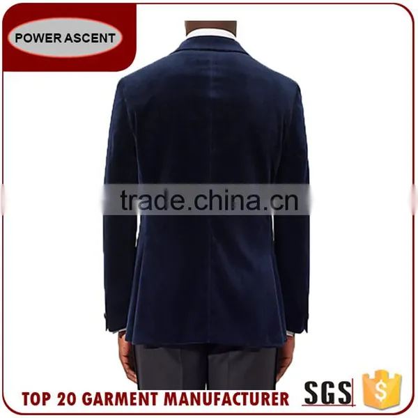 OEM Service High Quality French Trendy Arrow Lapel Single Button Velvet Blazer Coat Pant Suit For Men photo-2