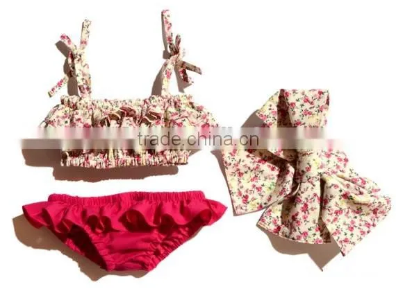 Hot Sale!Baby Girl Swimwear White Polka Dots Clothes Set Yellow Bikini Beauty Product for 0-6 ys Girls photo-4