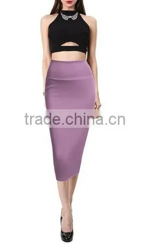 Fashion Lightweight Stretchy Fabric Elastic Waist Band Pencil Skirt for Woman photo-2